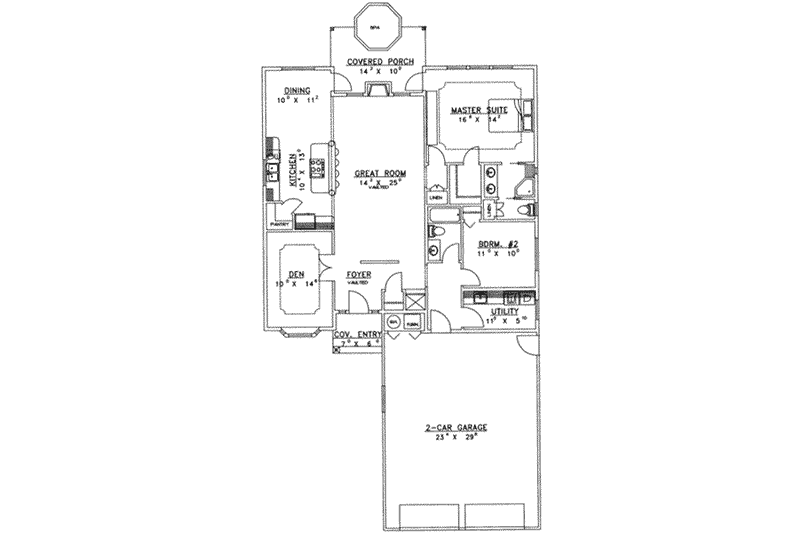 Dream House Plan - Floor Plan - Main Floor for Traditional House Plan #117-231 - 2 bed, 2 bath