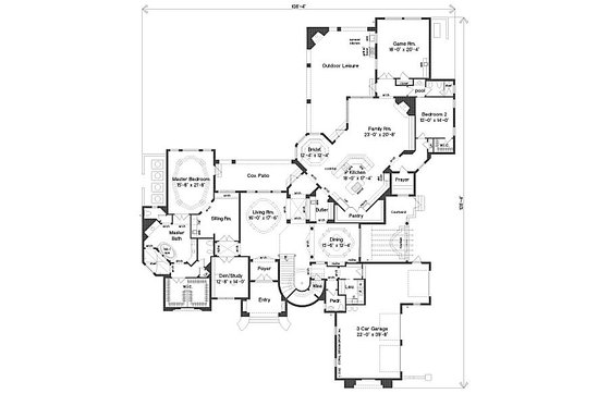 Floor Plan - Main Floor for Mediterranean House Plan #135-147 - 5 bed, 5.5 bath
