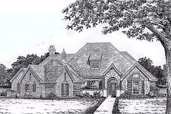 Exterior - Front Elevation for European House Plan #310-865 - 4 bed, 3.5 bath