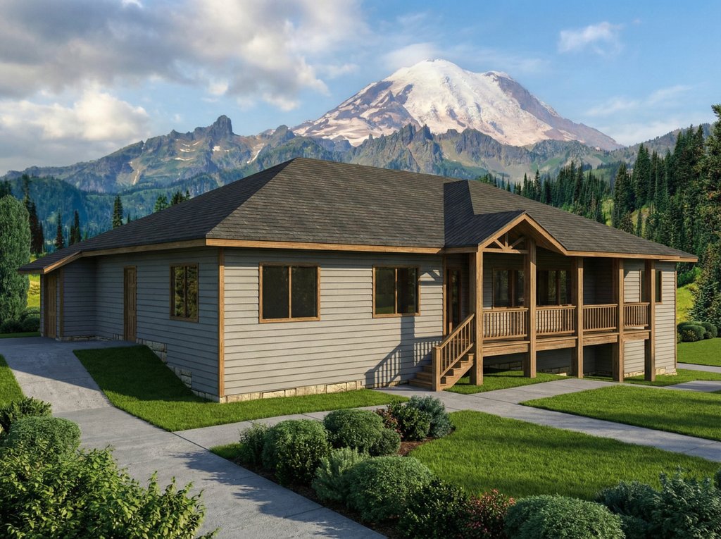 Exterior - Front Elevation 2 for Bungalow House Plan #117-1094 - 3 bed, 2 bath
