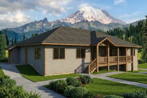 Exterior - Front Elevation for Bungalow House Plan #117-1094 - 3 bed, 2 bath