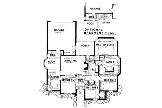 Floor Plan - Main Floor for European House Plan #40-305 - 3 bed, 2 bath