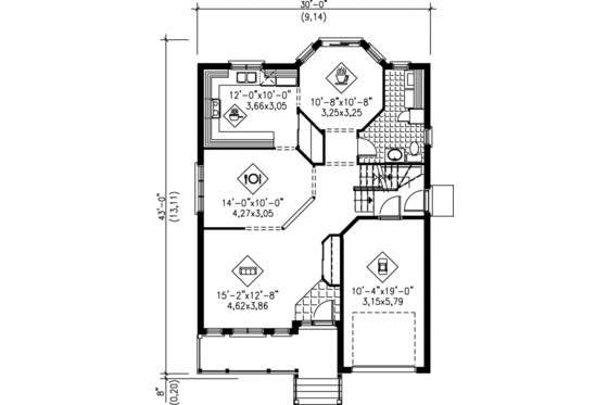 Floor Plan - Main Floor for Country House Plan #25-2048 - 3 bed, 1.5 bath