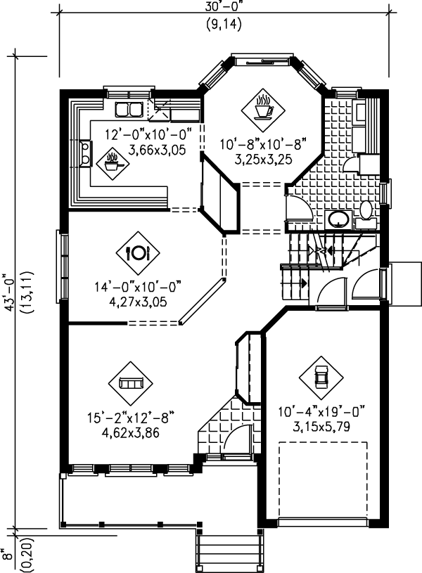 Architectural House Design - Country Floor Plan - Main Floor Plan #25-2048