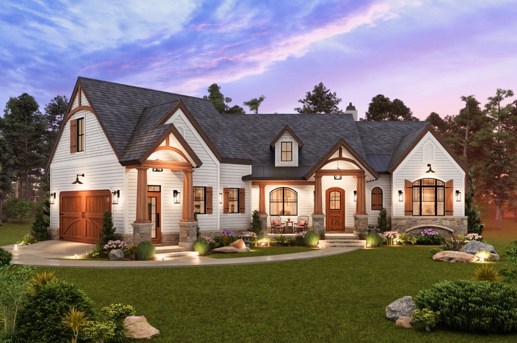 Exterior - Front Elevation 2 for European House Plan #119-428 - 3 bed, 2.5 bath