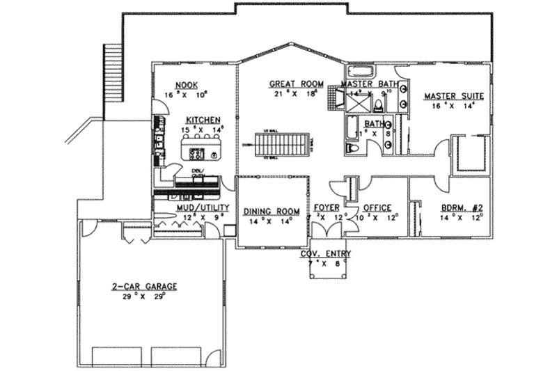 Home Plan - Floor Plan - Main Floor for Modern House Plan #117-438 - 4 bed, 3 bath