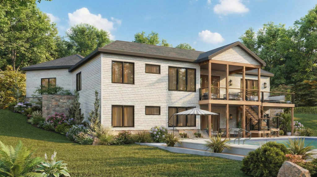 Exterior - Rear Elevation 2 for Contemporary House Plan #54-688 - 3 bed, 2 bath