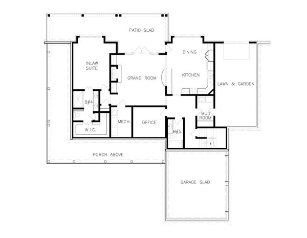 Architectural House Design - Farmhouse Floor Plan - Lower Floor Plan #54-392