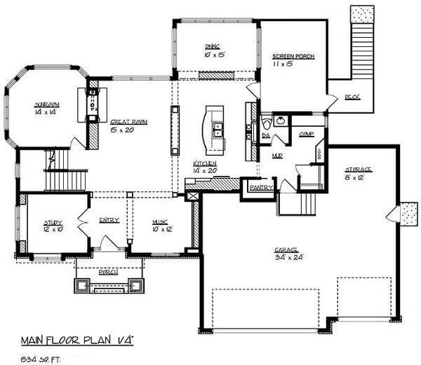 Dream House Plan - Traditional Floor Plan - Main Floor Plan #320-487