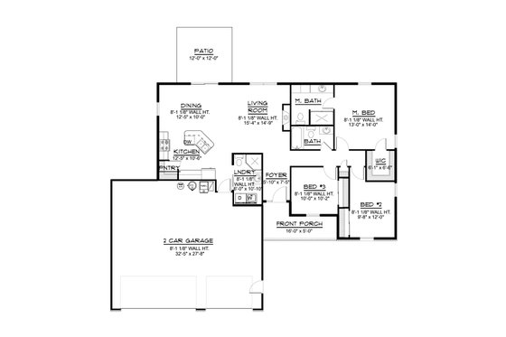 Floor Plan - Main Floor for Craftsman House Plan #1064-129 - 3 bed, 3 bath