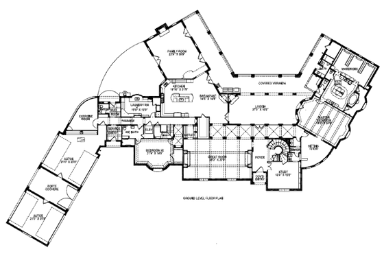 Floor Plan - Main Floor for European House Plan #141-247 - 5 bed, 7.5 bath