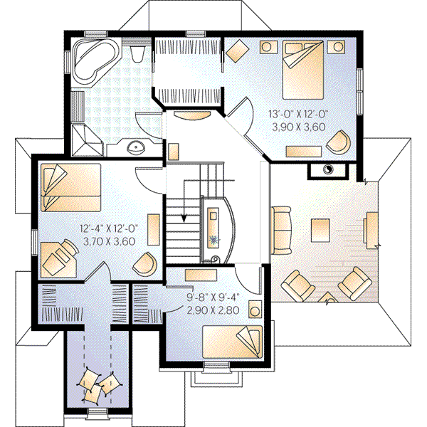 House Design - European Floor Plan - Upper Floor Plan #23-360