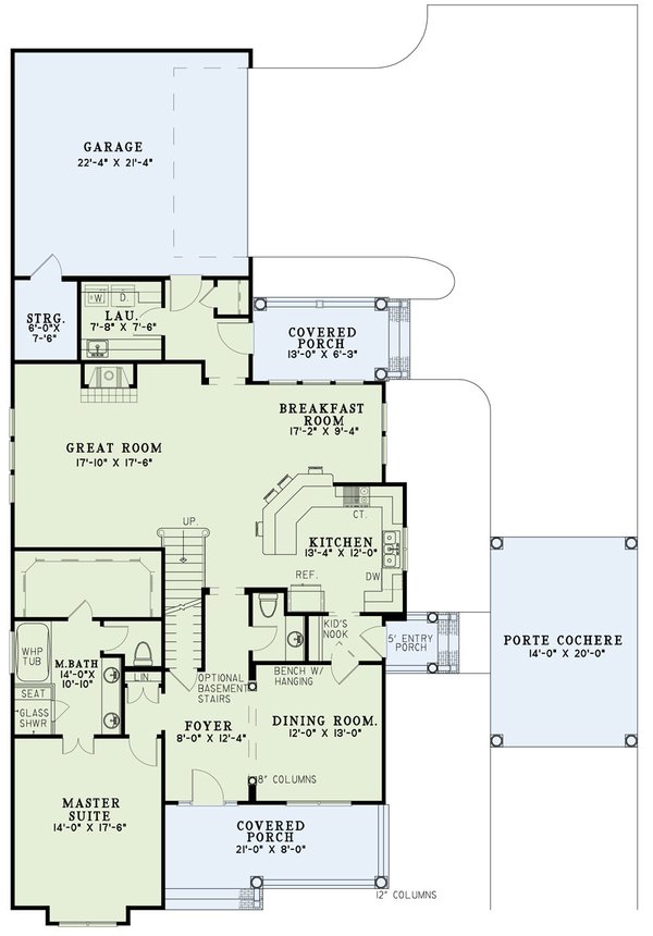 Architectural House Design - Colonial Floor Plan - Main Floor Plan #17-2858