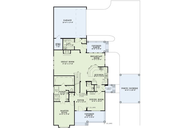 Home Plan - Floor Plan - Main Floor for Colonial House Plan #17-2858 - 5 bed, 2.5 bath