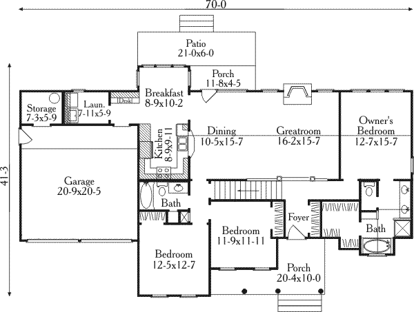 Southern Floor Plan - Main Floor Plan #406-205