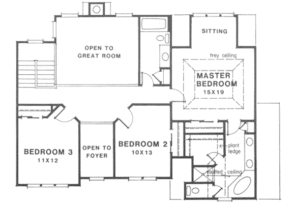 Traditional Floor Plan - Upper Floor Plan #129-122