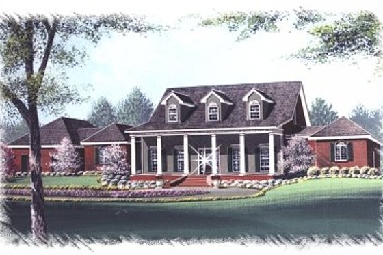 Exterior - Front Elevation for Southern House Plan #15-261 - 4 bed, 3.5 bath