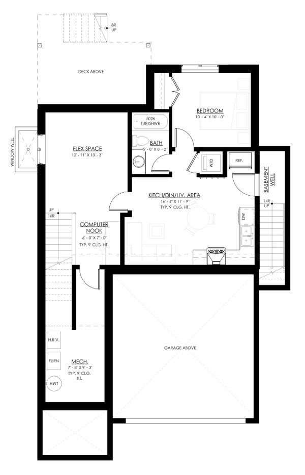 Farmhouse Floor Plan - Lower Floor Plan #1114-3