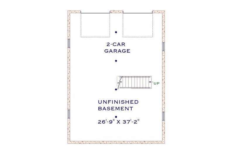 House Design - Floor Plan - Lower Floor for Cabin House Plan #3-349 - 3 bed, 2 bath