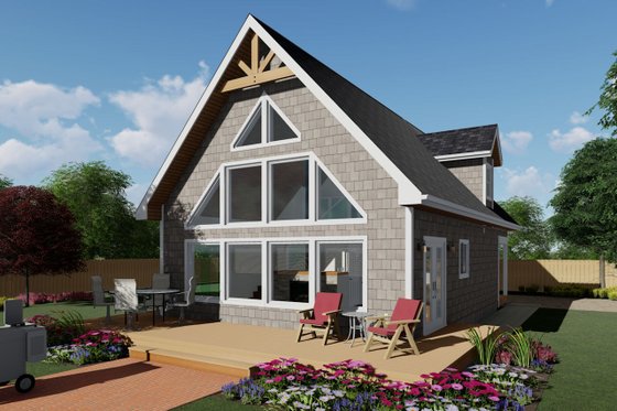Small 3 Bedroom A-Frame Cabin Plan 126-188 - Front Exterior