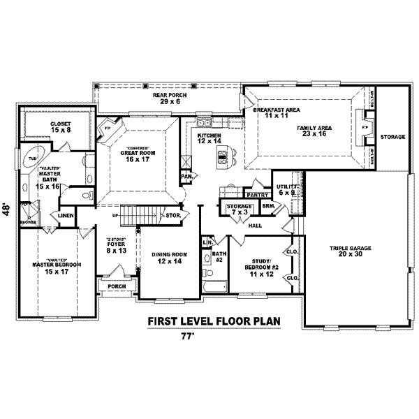 Floor Plan - Main Floor for Colonial House Plan #81-1581 - 3 bed, 3 bath