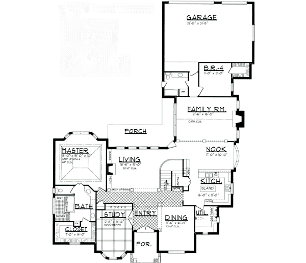 House Blueprint - European Floor Plan - Main Floor Plan #62-125