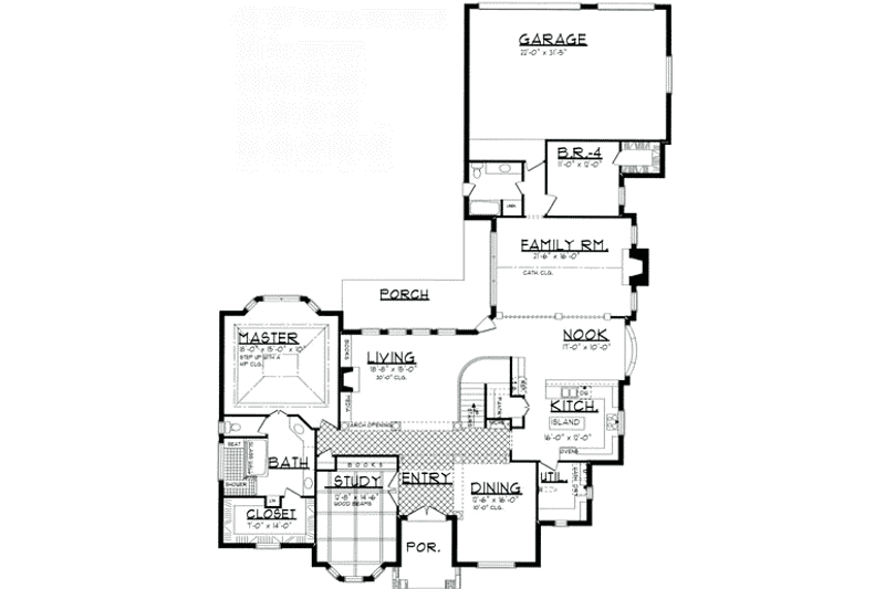 Architectural House Design - Floor Plan - Main Floor for European House Plan #62-125 - 4 bed, 4 bath