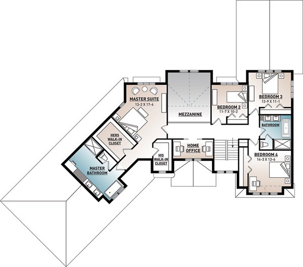 Architectural House Design - Traditional Floor Plan - Upper Floor Plan #23-2311