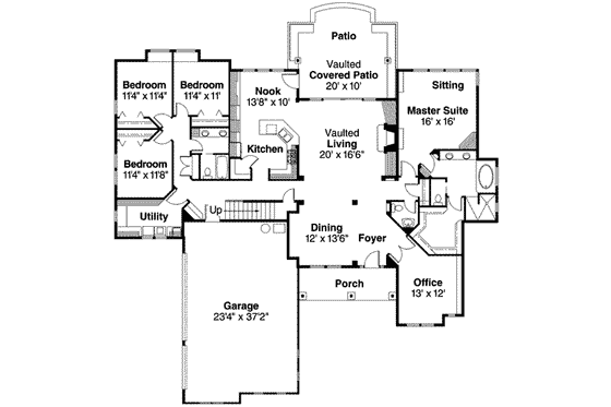 Floor Plan - Main Floor for Craftsman House Plan #124-492 - 4 bed, 2.5 bath