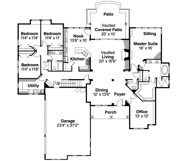 Craftsman Floor Plan - Main Floor Plan #124-492