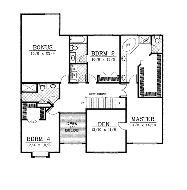 Craftsman Floor Plan - Upper Floor Plan #99-209