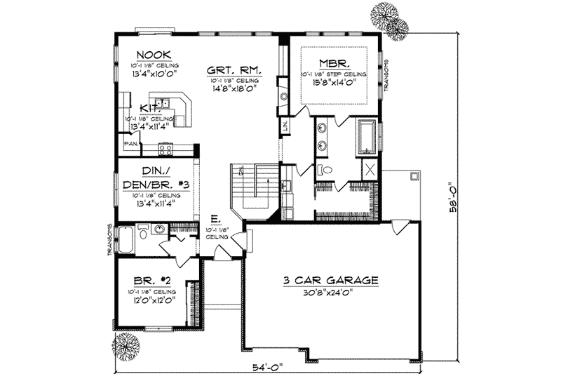 Dream House Plan - Floor Plan - Main Floor for European House Plan #70-706 - 3 bed, 2 bath