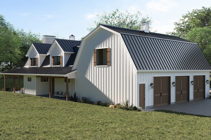 Architectural House Design - Exterior - Rear Elevation for Barndominium House Plan #455-822 - 5 bed, 6 bath