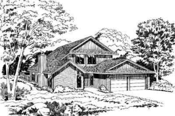 Exterior - Front Elevation for Traditional House Plan #312-101 - 3 bed, 2.5 bath