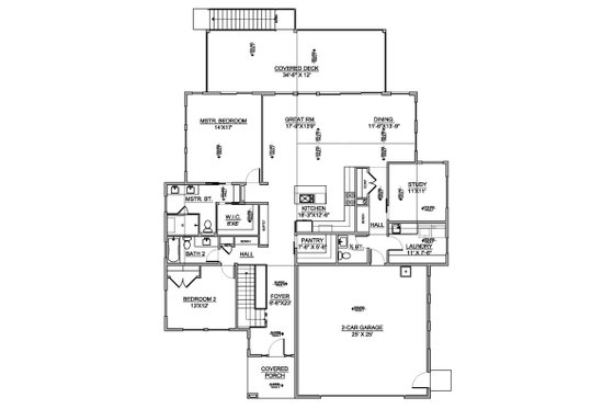 Floor Plan - Main Floor for Modern House Plan #1073-8 - 5 bed, 3.5 bath