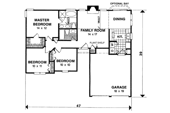 Floor Plan - Main Floor for Traditional House Plan #56-105 - 3 bed, 2 bath