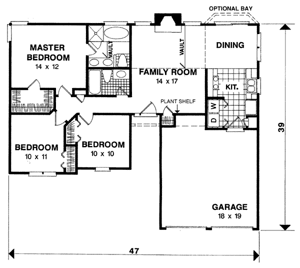 House Blueprint - Traditional Floor Plan - Main Floor Plan #56-105