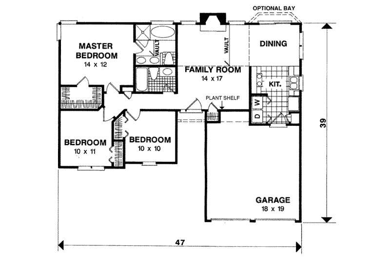 Dream House Plan - Floor Plan - Main Floor for Traditional House Plan #56-105 - 3 bed, 2 bath