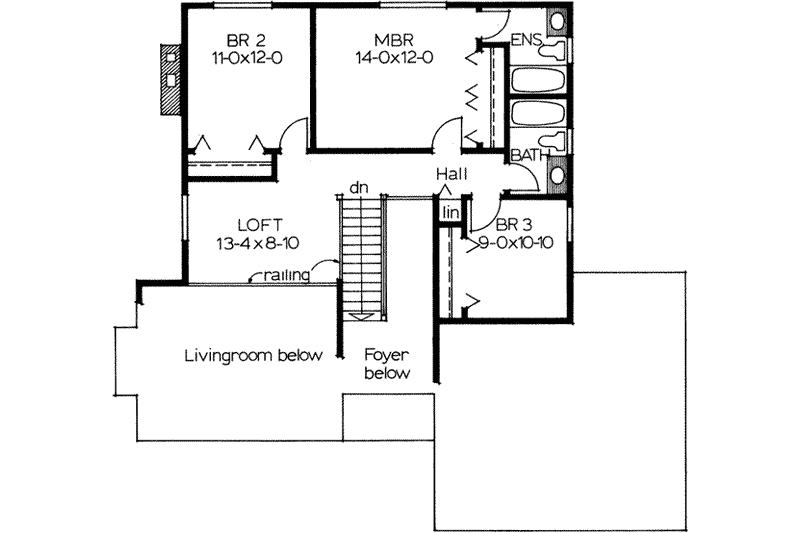 House Blueprint - Floor Plan - Upper Floor for Modern House Plan #126-112 - 3 bed, 2.5 bath