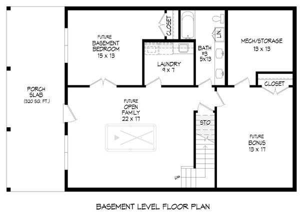 Southern Floor Plan - Lower Floor Plan #932-898