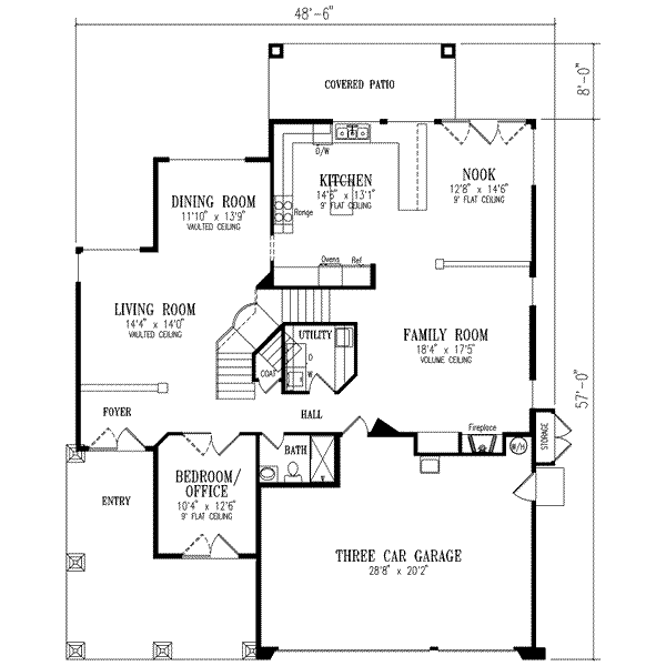 House Blueprint - Mediterranean Floor Plan - Main Floor Plan #1-750