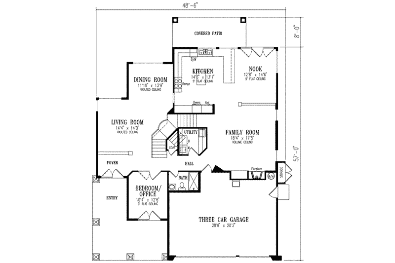 Dream House Plan - Floor Plan - Main Floor for Mediterranean House Plan #1-750 - 5 bed, 3 bath