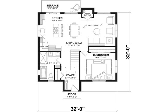 Floor Plan - Main Floor for Contemporary House Plan #23-2425 - 3 bed, 2 bath