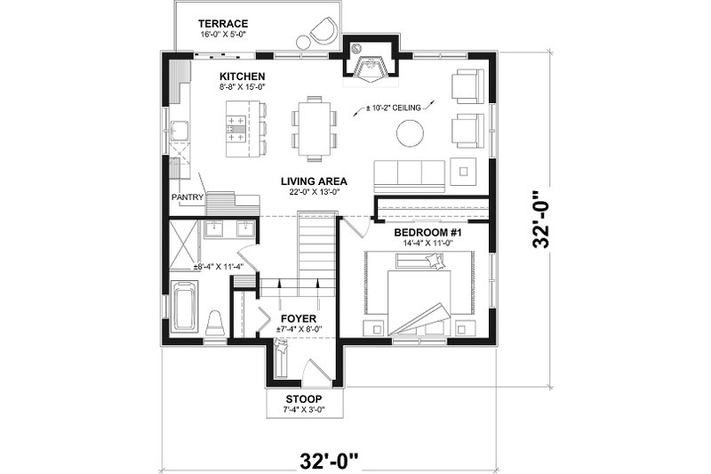 Dream House Plan - Floor Plan - Main Floor for Contemporary House Plan #23-2425 - 3 bed, 2 bath