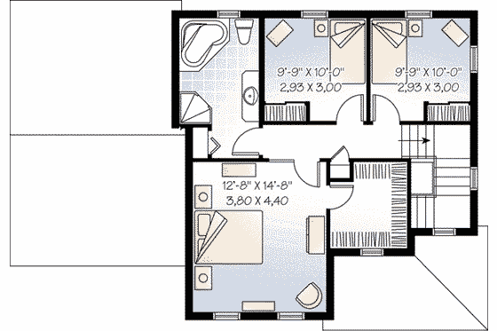 Floor Plan - Upper Floor for Country House Plan #23-581 - 3 bed, 1.5 bath