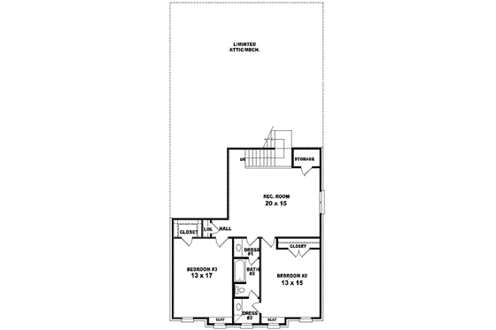 Floor Plan - Upper Floor for Colonial House Plan #81-529 - 3 bed, 2.5 bath