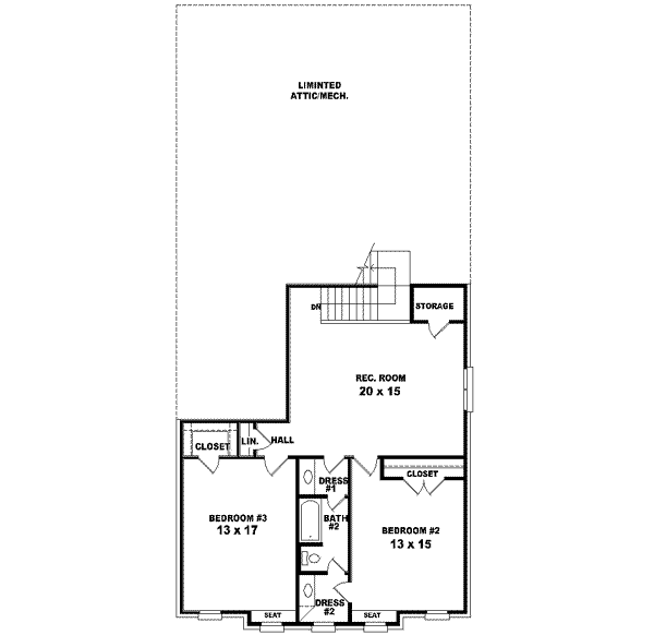 Colonial Floor Plan - Upper Floor Plan #81-529