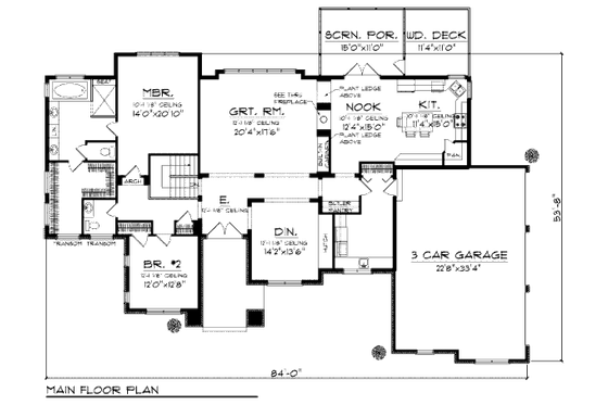 Floor Plan - Main Floor for Modern House Plan #70-1004 - 2 bed, 1.5 bath
