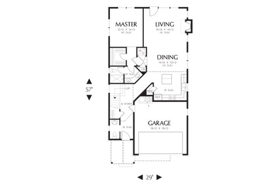 Floor Plan - Main Floor for Craftsman House Plan #48-552 - 3 bed, 2.5 bath