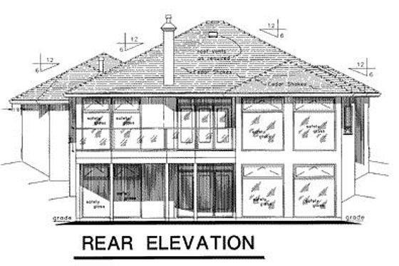 Exterior - Rear Elevation for European House Plan #18-148 - 2 bed, 2 bath